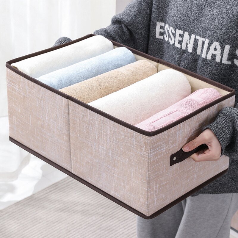 Wardrobe Fabric Storage Boxes Manufacturer - Multifunctional Rectangle Foldable Clothing Baskets with Handles for Closet Shelves Organizers