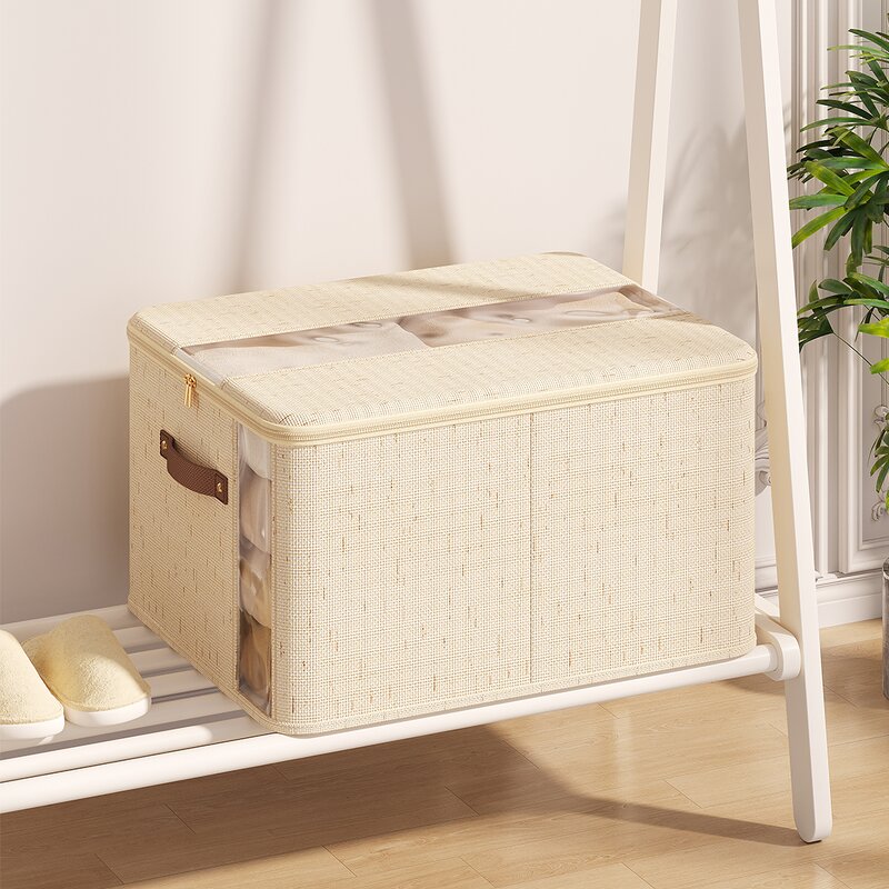 Fabric Storage Box Manufacturer - Modern With Sturdy Handle Multifunctional Foldable Rectangle for Clothing Shoes Sweaters Bags