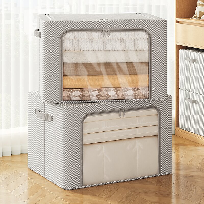 MDF Board Storage Organiser Manufacturer - Eco-friendly Large Cloth Houseware Fabric Box with Lids and Handles for Home Organization