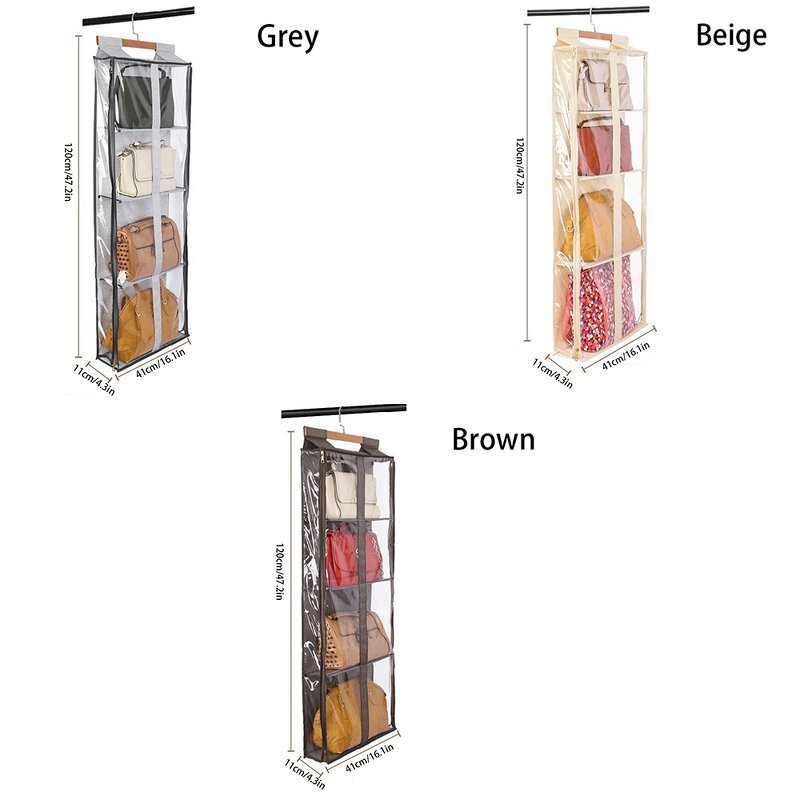 Hanging Handbag Storage Organizer Manufacturer - Slub Fabric Mesh Bag New Product With Hooks