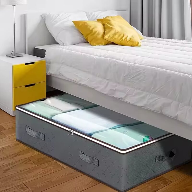 Underbed Clothing Storage Boxes Manufacturer - Large Foldable Cute Design Zippered Organizer High Thick Breathable Compression Bags