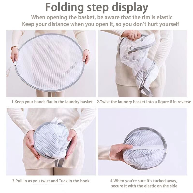 Fabric Drying Net Bag Manufacturer - Windproof Large Foldable Round Laundry Hamper with Hanging Basket Collapsible Mesh Clothes Drying