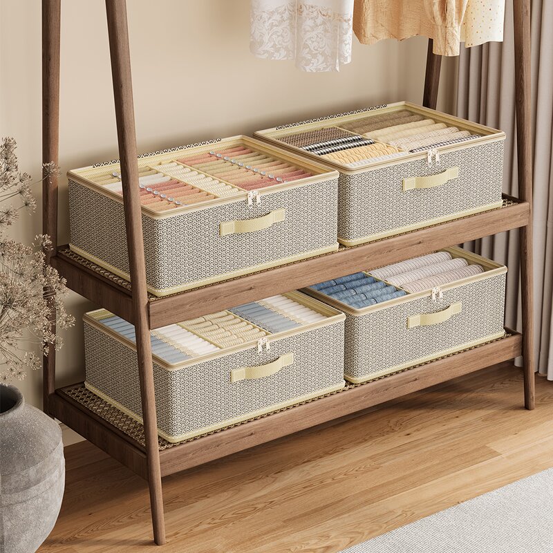 Wardrobe Clothes Organizer Manufacturer - Large Foldable Closet Storage Rectangle Case for Home Use Fabric for Clothing Storage