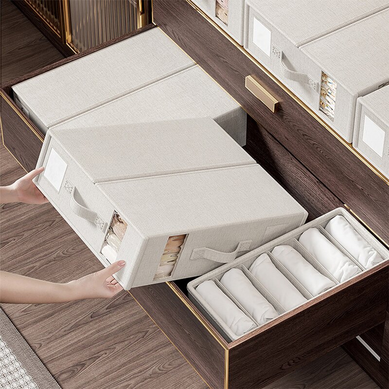 Collapsible Storage Box Manufacturer - High Quality with Moisture Strip See-Through Window for Bedding Set Organization