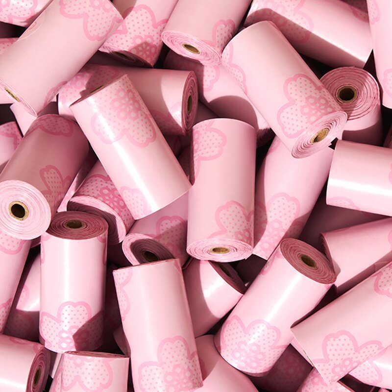 Biodegradable Pet Waste Bags Manufacturer - Custom Compostable Scented Dispenser Set Cornstarch Sustainable Pink Cherry Blossom Poop