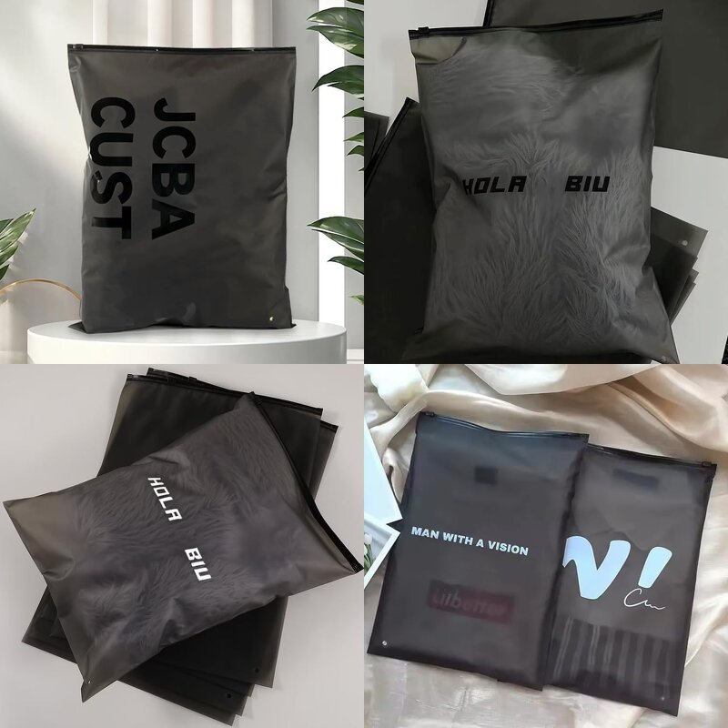 Resealable Zip Lock Bags Manufacturer - YC Free Sample Customized Print Self Cloth Packaging Plastic Black Matte Frosted Slider