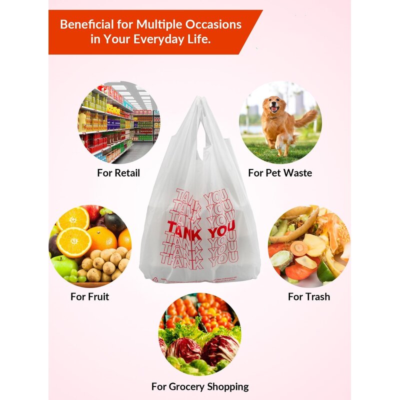 Biodegradable Shopping Bags Manufacturer - YC Factory Directly Printing Thank You White With Handles Carrier Plastic T-shirt