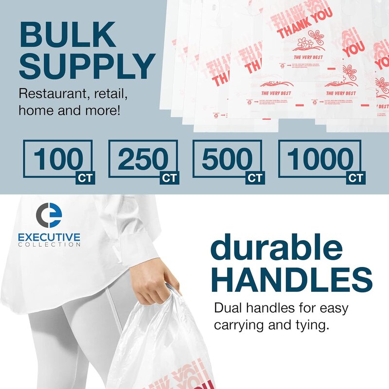 Transparent Plastic Bag Manufacturer - YC High Quality Shopping Disposable Vest Carrier Durable Handles Thank You T Shirt