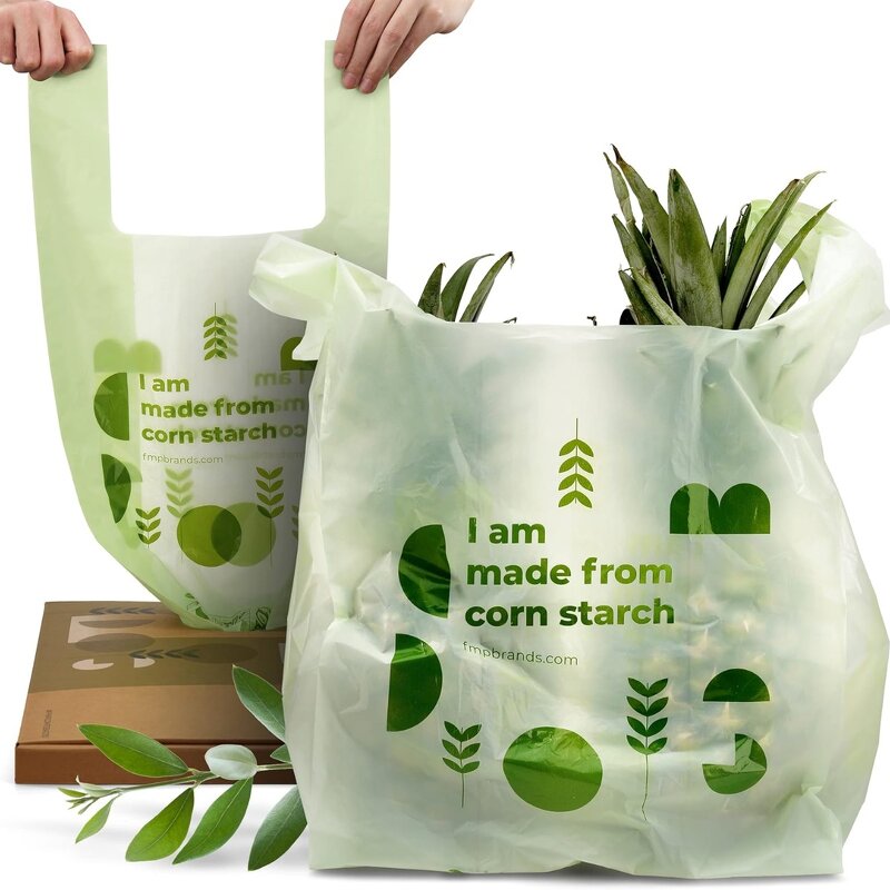Biodegradable Shopping Bags Manufacturer - YC Compostable Reusable Grocery Store Plastic Custom Logo T Shirt Carrier