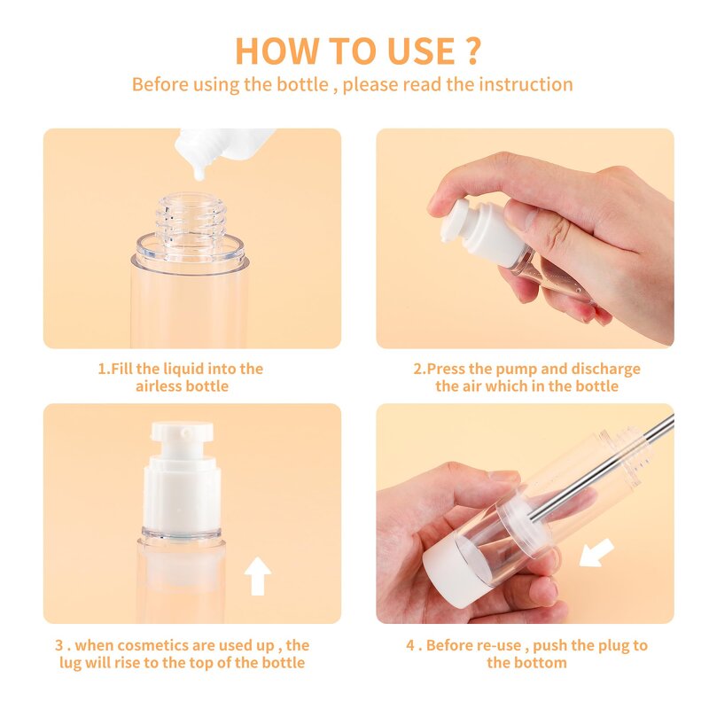 Airless Cosmetic Bottle Manufacturer - YC Luxury Transparent Spray Vacuum 50ML Plastic Clear Lotion Pump With Custom Logo