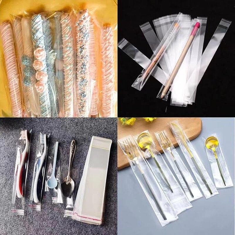 Glass Paper Bags Manufacturer - YC Reusable Self-Adhesive Long Plastic Transparent OPP Heat Sealing for Tableware Toothbrushes Food