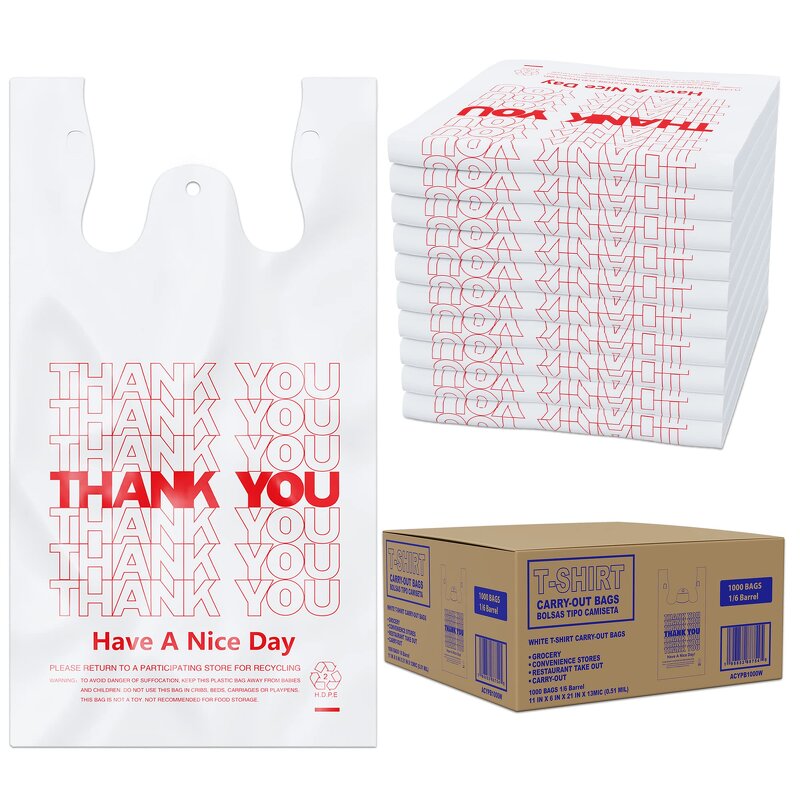 T Shirt Plastic Bags Manufacturer - YC Customized Thank You Grocery Biodegradable Shopping Take Away Vest Plastic