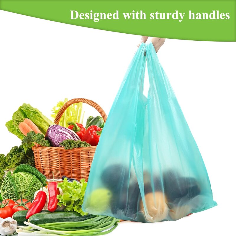 Custom Plastic Bags Manufacturer - YC Wholesales with Logo Durable Reusable Vest Handle for Grocery Retail & Tshirt