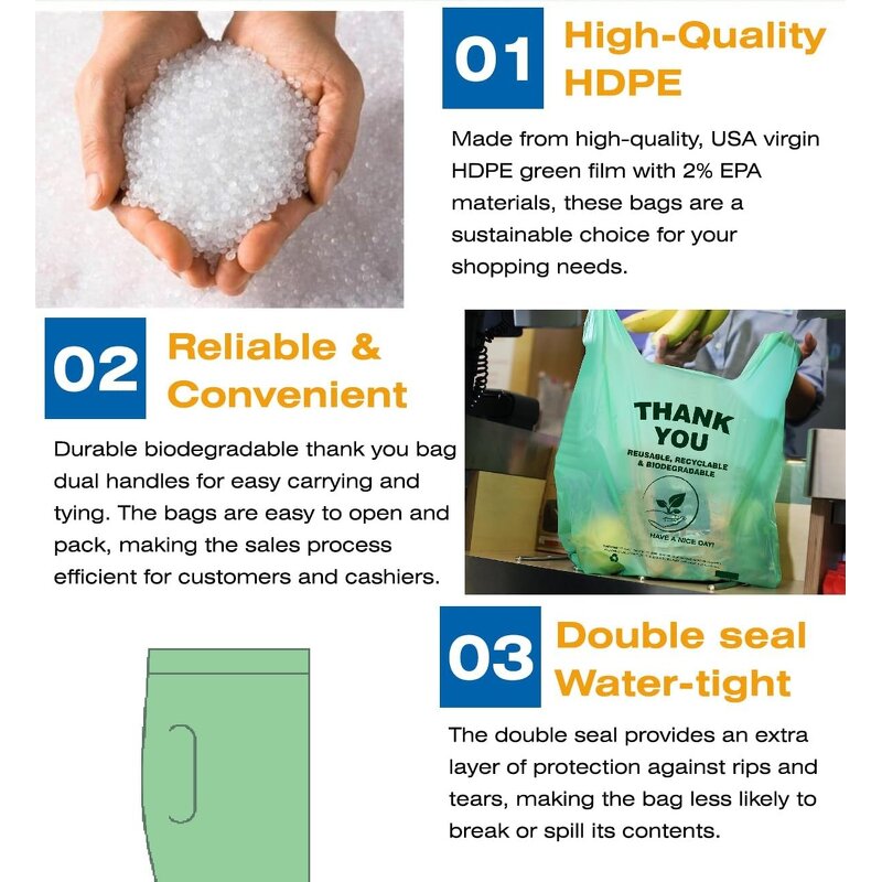 Biodegradable T Shirt Bags Manufacturer - YC Printing Thank You Vest Handle Plastic Food Packaging Grocery Shopping