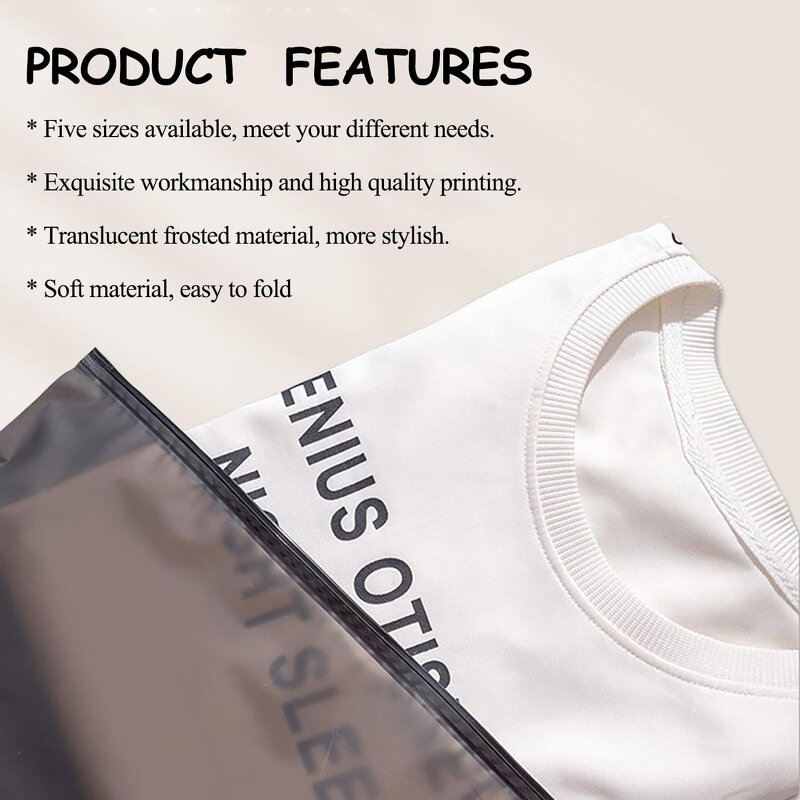 Resealable Zip Lock Bags Manufacturer - YC Free Sample Customized Print Self Cloth Packaging Plastic Black Matte Frosted Slider