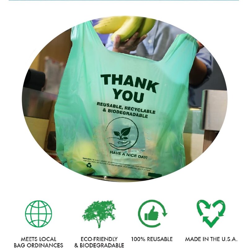 Biodegradable T Shirt Bags Manufacturer - YC Printing Thank You Vest Handle Plastic Food Packaging Grocery Shopping