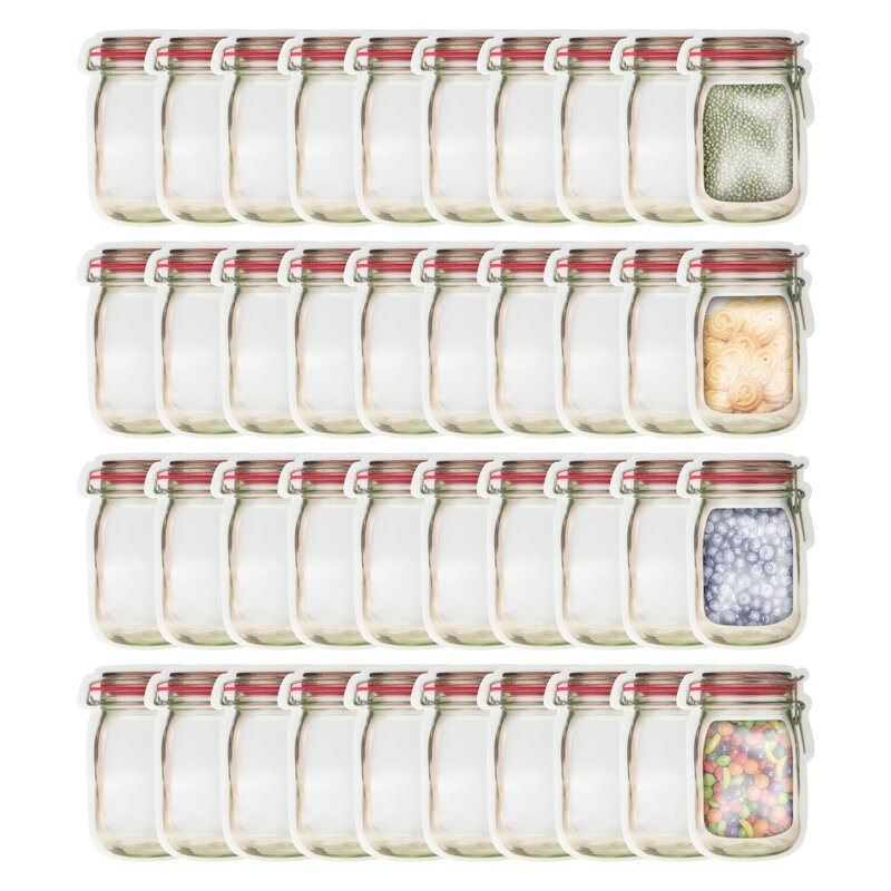 Mason Jar Zipper Bags Manufacturer - YC HOT Selling Clear Shaped Stand up Leakproof Food Packaging Saver
