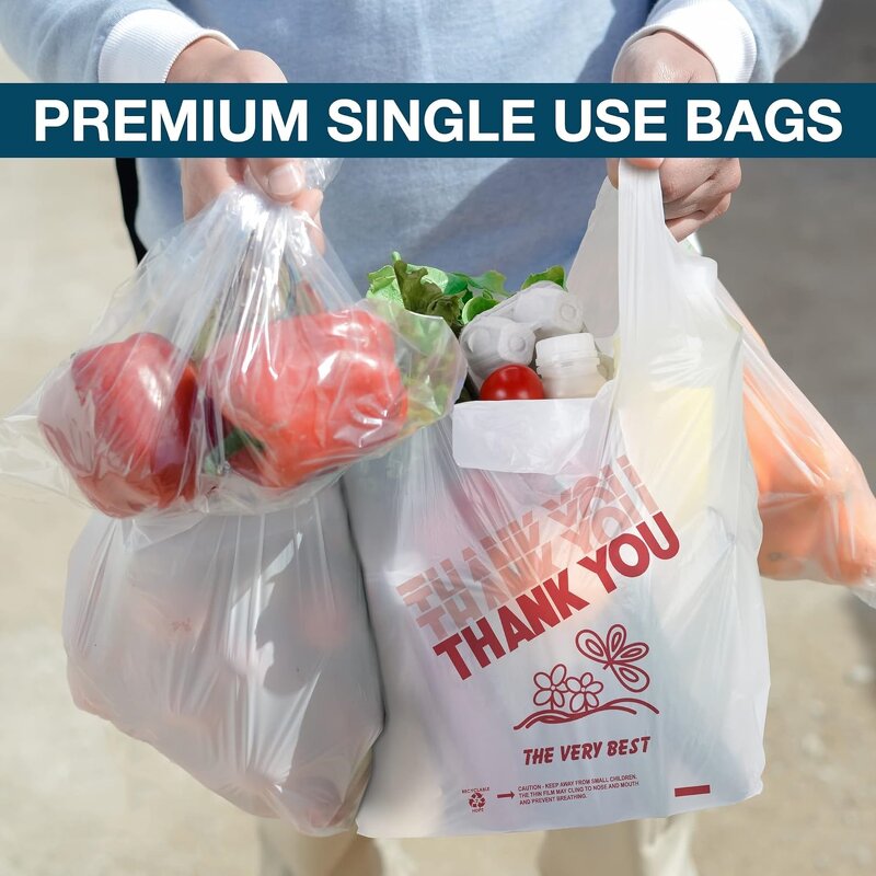 Transparent Plastic Bag Manufacturer - YC High Quality Shopping Disposable Vest Carrier Durable Handles Thank You T Shirt