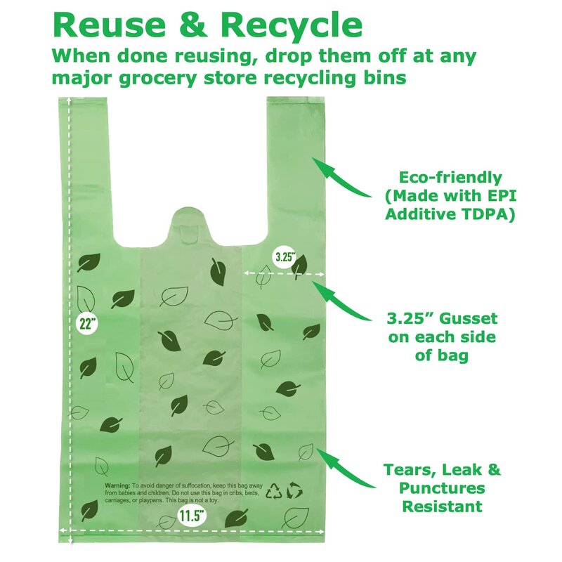 Biodegradable T-shirt Bags Manufacturer - YC Factory Eco Friendly Custom Logo Composable Cornstarch Carry Plastic T Shirt Shopping