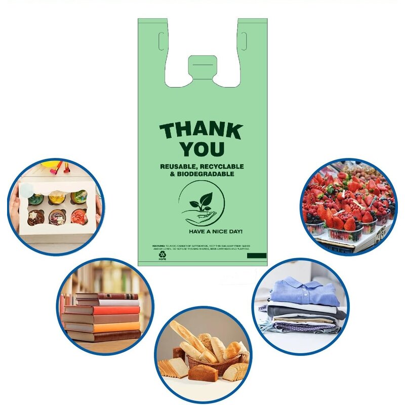 Biodegradable T Shirt Bags Manufacturer - YC Printing Thank You Vest Handle Plastic Food Packaging Grocery Shopping