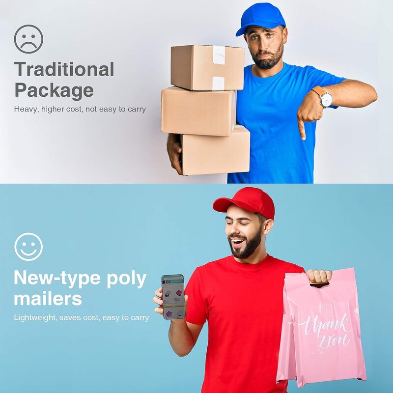 Poly Mailing Bags Manufacturer - YC Light Pink Thank You Strong Self-Seal New Design Shipping Courier for Clothing with Handle