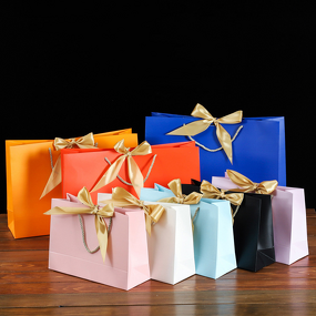 Paper Shopping Bag Manufacturer - YC Low MOQ Custom Logo Printed Gift Cardboard With Ribbon Bow-knot Wedding Packaging Luxury Boutique