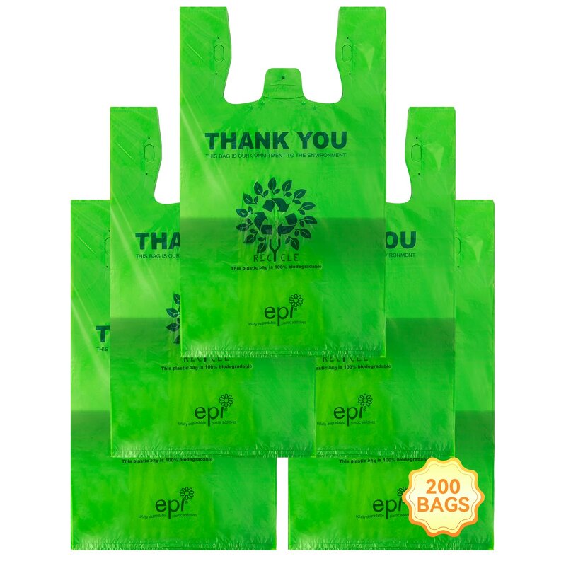 Compostable Shopping Bags Manufacturer - YC Factory Custom Handle Kitchen Garbage Biodegradable Grocery Plastic T-shirt
