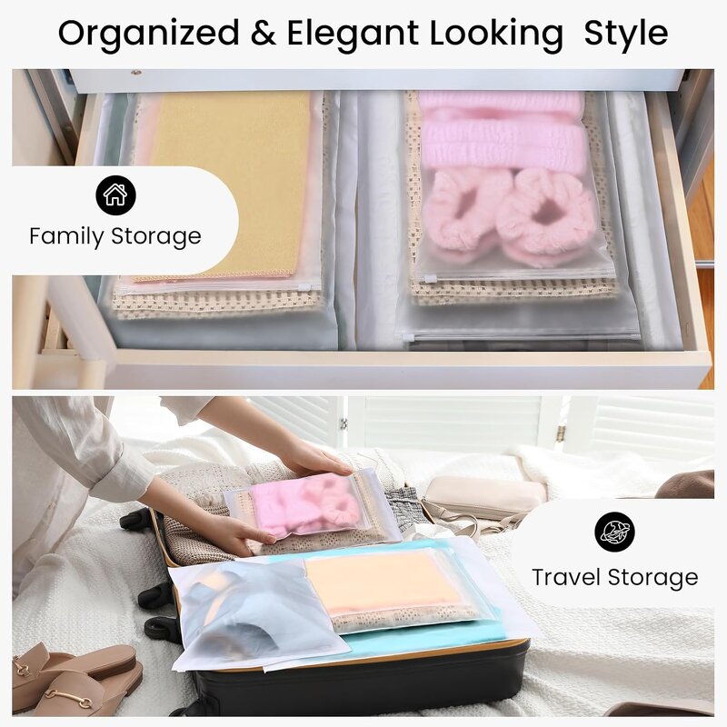 Biodegradable Zip Lock Bag Manufacturer - YC Bulk Customized Eco Friendly Matte Top Sealing Handle Clothing PE Frosted Zipper