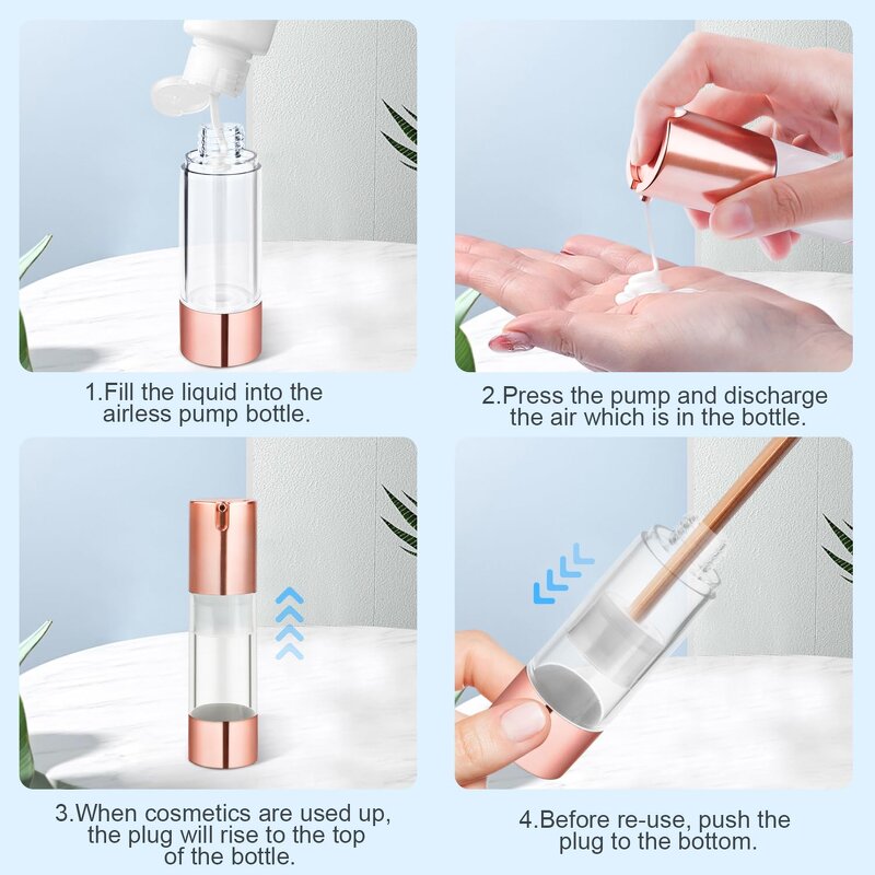 Airless Pump Vacuum Bottle Manufacturer - YC Custom Cosmetic Empty Rose Gold Travel Size Containers for Liquid