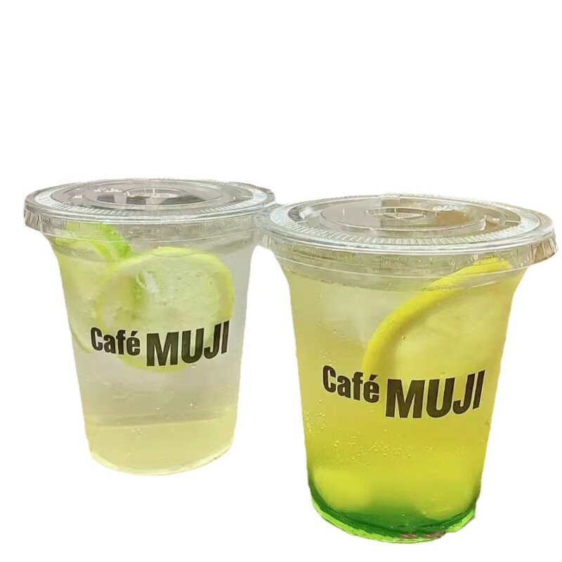 Plastic Cups Manufacturer - YC High Quality Custom Printed Logo Clear 16oz PET Transparent Disposable Cold Drink to Go With Flat Lids