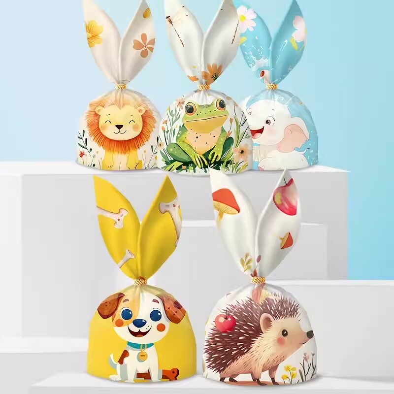 Plastic Food Pouch Manufacturer - YC 50 Pcs/Pack Small Animals Shaped Packing Rabbit Ears Sweets Party Decoration Candy Packaging