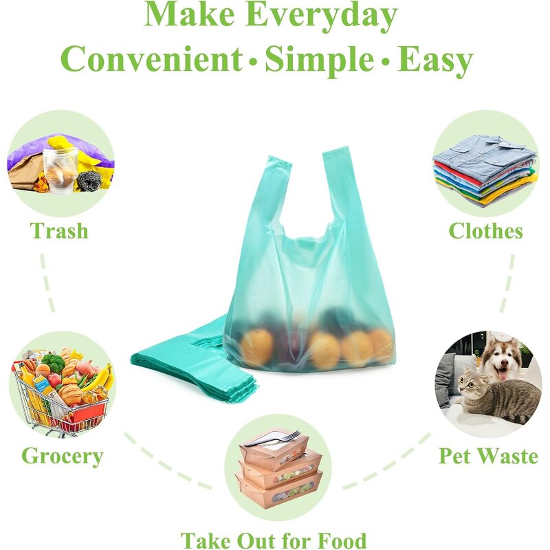 Custom Plastic Bags Manufacturer - YC Wholesales with Logo Durable Reusable Vest Handle for Grocery Retail & Tshirt