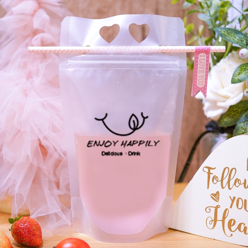 Clear Drinking Bags Manufacturer - YC Custom Plastic with Straw Beverage Zipper Ziplock Frozen Juice for Cold & Hot Drink Packaging