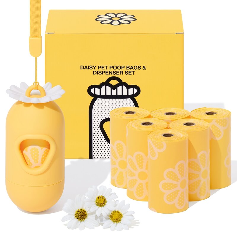 Biodegradable Pet Waste Bags Manufacturer - Custom Compostable Scented Dispenser Set Cornstarch Sustainable Pink Cherry Blossom Poop