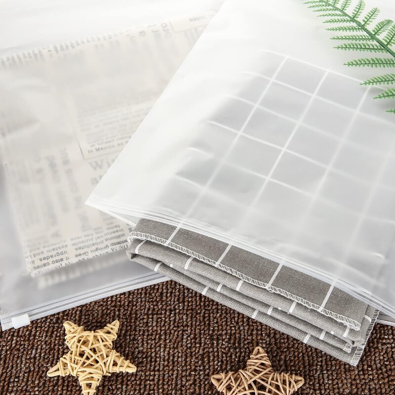 Frosted Zipper Lock Bag Manufacturer - YC Factory Custom Logo Matte Transparent Biodegradable PE Vinyl Plastic Packaging for Clothes