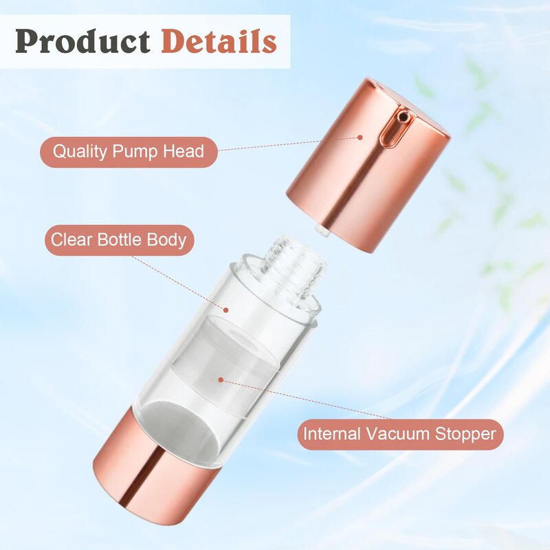 Airless Pump Vacuum Bottle Manufacturer - YC Custom Cosmetic Empty Rose Gold Travel Size Containers for Liquid