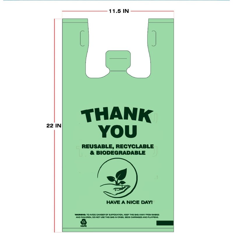 Biodegradable T Shirt Bags Manufacturer - YC Printing Thank You Vest Handle Plastic Food Packaging Grocery Shopping