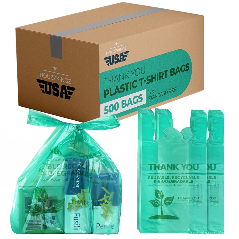 Compostable Shopping Bags Manufacturer - YC Factory Custom Handle Kitchen Garbage Biodegradable Grocery Plastic T-shirt