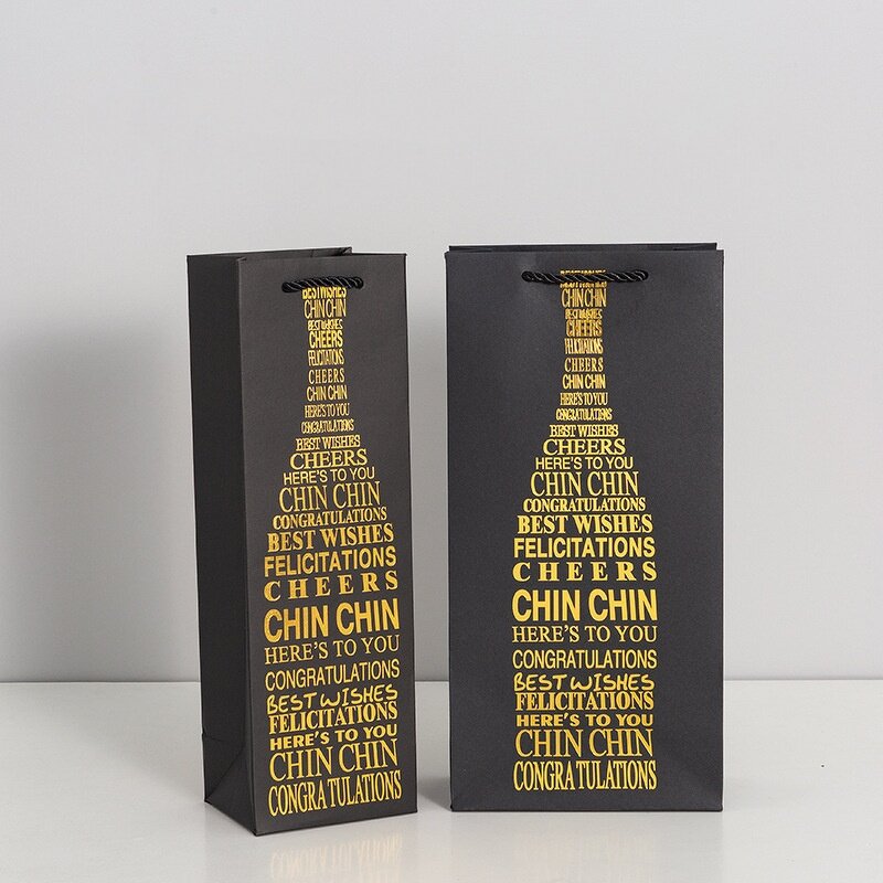 Wine Paper Bags Manufacturer - YC Wholesale Black Card Bronzing Luxury Red Wine Handbag Gift Art Custom Logo Bottle
