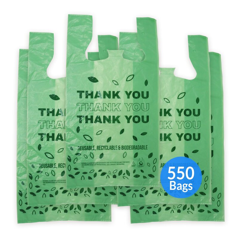Biodegradable Shopping Bags Manufacturer - YC Manufacture Customized Printed Compostable Carry Packaging T Shirt for Supermarket