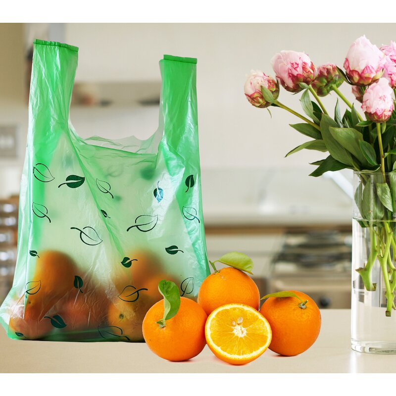 Biodegradable T-shirt Bags Manufacturer - YC Factory Eco Friendly Custom Logo Composable Cornstarch Carry Plastic T Shirt Shopping