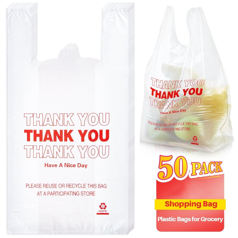 Plastic T Shirt Bags Manufacturer - YC Factory Bulk Thank You Vest Carrier Restaurant Retail Grocery Disposable Supermarket