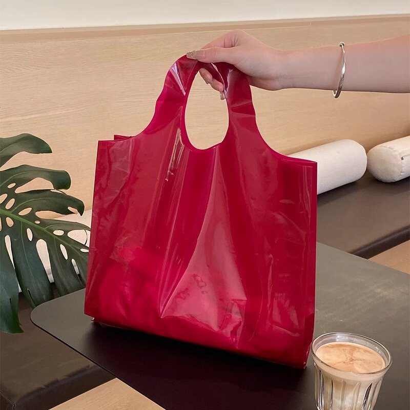 Printed Plastic Bags Manufacturer - YC Top Selling Customized Waterproof Clothing Shopping LDPE Carrier Tote Ploy Loop Handle