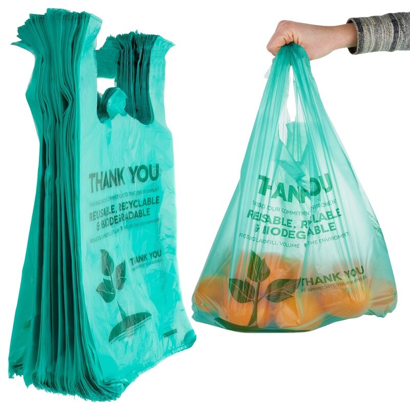 Biodegradable Shopping Bags Manufacturer - YC Compostable Reusable Grocery Store Plastic Custom Logo T Shirt Carrier