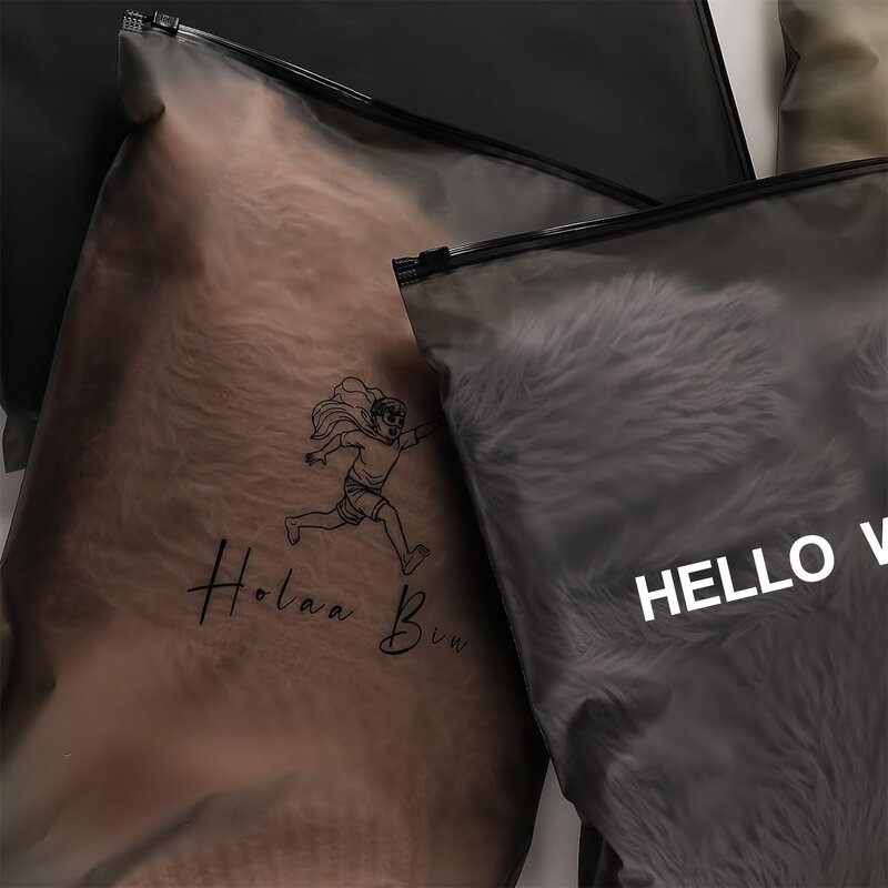 Resealable Zip Lock Bags Manufacturer - YC Free Sample Customized Print Self Cloth Packaging Plastic Black Matte Frosted Slider