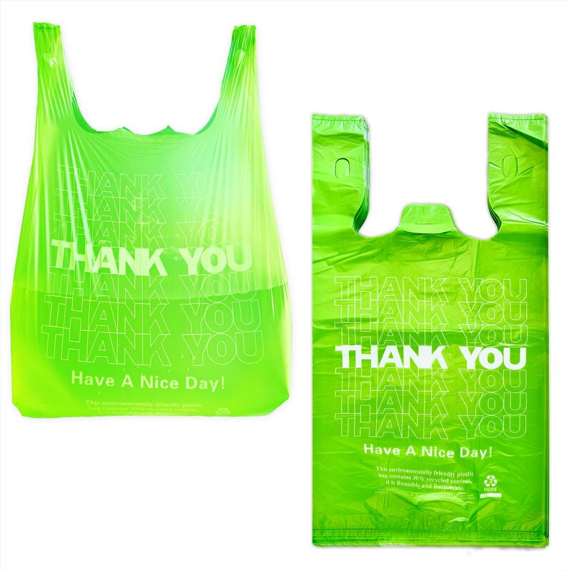 Biodegradable Shopping Bag Manufacturer - 100% Green Package Carry-out Sustainable Based T Shirt Plastic Custom Colorful Print