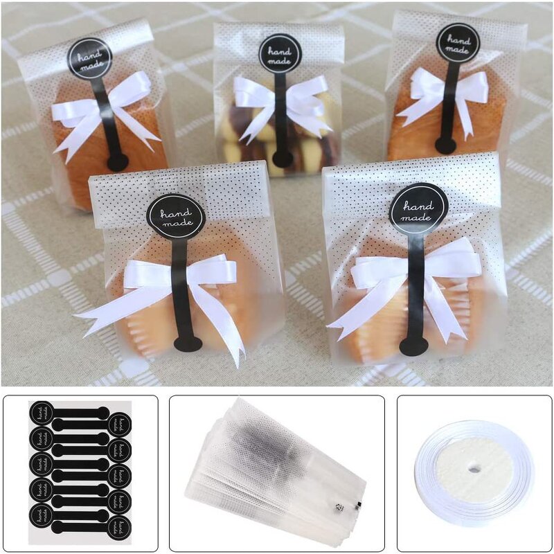 Cellophane Bags Manufacturer - YC Transparent Plastic With Hand Made Stickers for Cookie Cake Wrapping Bread Packaging Stand up