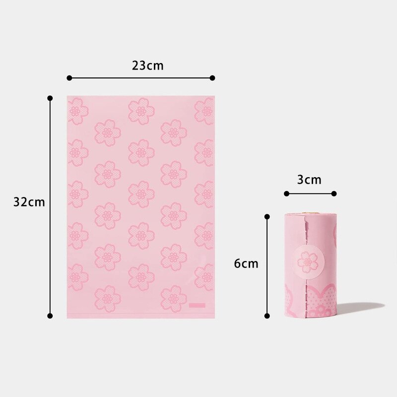 Biodegradable Pet Waste Bags Manufacturer - Custom Compostable Scented Dispenser Set Cornstarch Sustainable Pink Cherry Blossom Poop