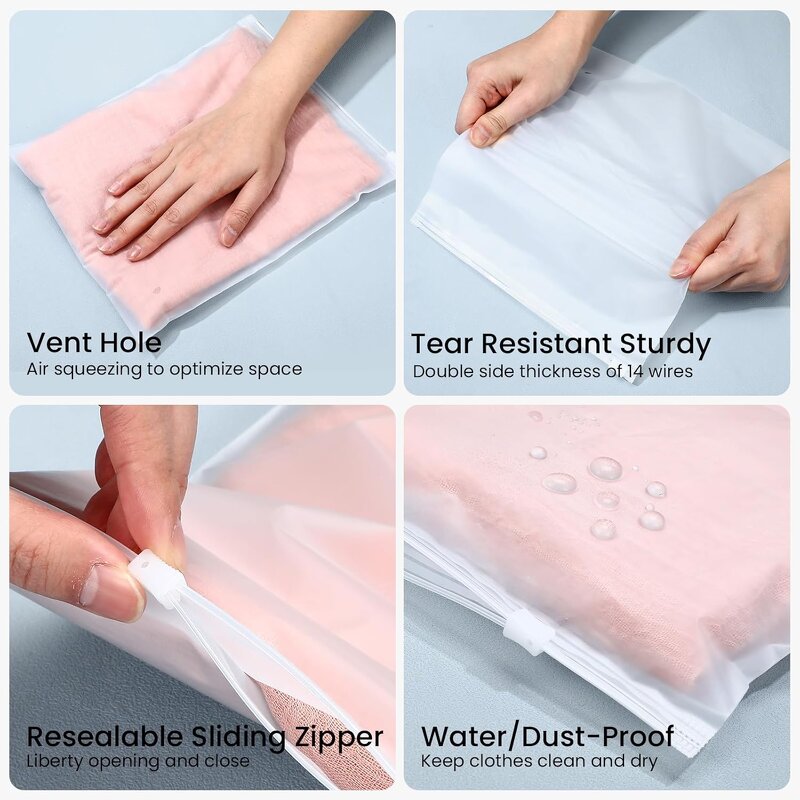 Biodegradable Zip Lock Bag Manufacturer - YC Bulk Customized Eco Friendly Matte Top Sealing Handle Clothing PE Frosted Zipper