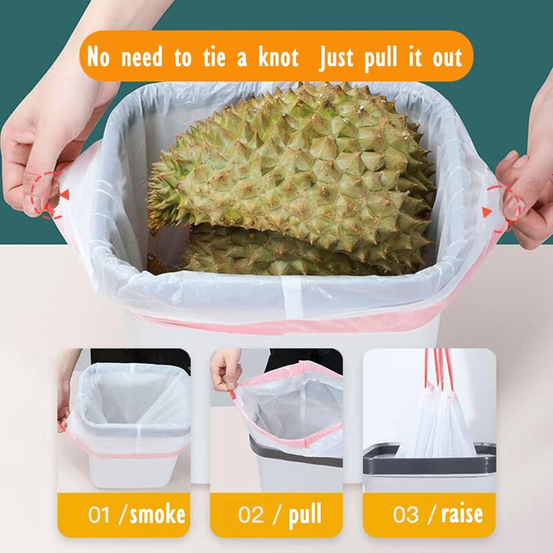 Drawstring Trash Bags Manufacturer - YC Custom Plastic Bag PE Thick Heavy Duty 16-18 Gallon Roll Liner Garbage